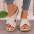 Hollow Cross Strap Thick-soled Sandals For Women Cross-border Velcro Solid Color Lightweight Wedge Heel Beach Sandals
