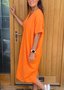 Women's Half Sleeve Summer Royal Blue Plain Slit V Neck Daily Going Out Casual Maxi A-Line Tank Dress