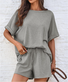 Women's Pocket Stitching Plain Daily Going Out Two-Piece Set Black Casual Summer Top With Pants Matching Set