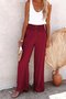 Women's  Elastic Waist H-Line Wide Leg Pants Daily Going Out Pants Green Casual Split Joint Plain Spring/Fall Pants
