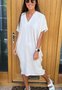 Women's Half Sleeve Summer Royal Blue Plain Slit V Neck Daily Going Out Casual Maxi A-Line Tank Dress