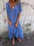 Women's Short Sleeve Summer Pink Plain Split Joint V Neck Daily Going Out Vintage Maxi A-Line Tank Dress