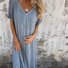 Women's Short Sleeve Summer Pink Plain Split Joint V Neck Daily Going Out Vintage Maxi A-Line Tank Dress