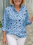 Casual Polka Dots Stand Collar Blouse