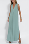 Women's Sleeveless Summer Khaki Plain Split Joint V Neck Daily Going Out Casual Maxi A-Line Fit & Flare Dress Dress
