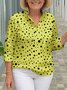 Casual Polka Dots Stand Collar Blouse