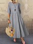 Casual Plaid Crew Neck Maxi Dress