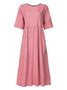 Casual Plaid Crew Neck Maxi Dress