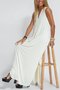 Women's Sleeveless Summer Khaki Plain Split Joint V Neck Daily Going Out Casual Maxi A-Line Fit & Flare Dress Dress