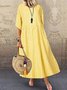 Casual Plaid Crew Neck Maxi Dress