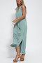 Women's Sleeveless Summer Khaki Plain Split Joint V Neck Daily Going Out Casual Maxi A-Line Fit & Flare Dress Dress