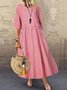 Casual Plaid Crew Neck Maxi Dress