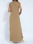 Women's Sleeveless Summer Khaki Plain Split Joint V Neck Daily Going Out Casual Maxi A-Line Fit & Flare Dress Dress