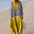 Casual Regular Fit Cotton V Neck Dress With No