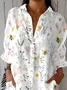 Shirt Collar Loose Casual Botanical Pattern Shirt