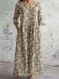 Women's Floral Spring Print Casual V-Neck Long Sleeve Dress