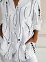 Women's Long Sleeve Shirt Spring/Fall White Polka Dots Buckle Shirt Collar Daily Going Out Casual Top