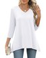 Women Plain V Neck Casual Long Sleeve T-shirt