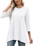 Women Plain Crew Neck Casual Long Sleeve T-shirt