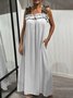 Vacation Plain Spaghetti Maxi Dress