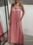 Vacation Plain Spaghetti Maxi Dress