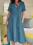Casual Plain V Neck Maxi Dress