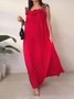Vacation Plain Spaghetti Maxi Dress