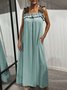 Vacation Plain Spaghetti Maxi Dress