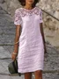 Elegant Plain Split Joint Crew Neck Midi Dress