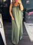 Vacation Plain Spaghetti Maxi Dress