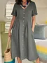 Casual Plain V Neck Maxi Dress
