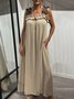Vacation Plain Spaghetti Maxi Dress