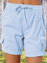 High Waist Women's Overalls Casual Pants Cotton And Linen Shorts Thin A-line Loose Wide-leg Shorts