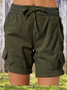 High Waist Women's Overalls Casual Pants Cotton And Linen Shorts Thin A-line Loose Wide-leg Shorts