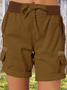 High Waist Women's Overalls Casual Pants Cotton And Linen Shorts Thin A-line Loose Wide-leg Shorts