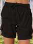 High Waist Women's Overalls Casual Pants Cotton And Linen Shorts Thin A-line Loose Wide-leg Shorts