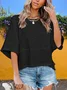 Women Plain Crew Neck Casual Half Sleeve T-shirt