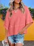 Women Plain Crew Neck Casual Half Sleeve T-shirt