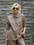 Casual Linen Shirt Collar Plain Shirt