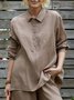 Casual Linen Shirt Collar Plain Shirt