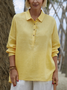Casual Linen Shirt Collar Plain Shirt