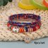 Hot Selling Bohemian Style Multi-layer Rice Bead Bracelet Stacked With Evil Eye Pendant Handmade Adjustable Jewelry