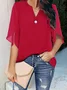 Women's Half Sleeve Shirt Summer Aqua Plain Split Joint V Neck Daily Going Out Casual Top