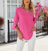 Women's Half Sleeve Shirt Summer Sky Blue Plain Split Joint Ice Silk V Neck Daily Going Out Casual Top