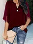 Women's Half Sleeve Shirt Summer Aqua Plain Split Joint V Neck Daily Going Out Casual Top