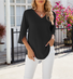 Women's Half Sleeve Shirt Summer Sky Blue Plain Split Joint Ice Silk V Neck Daily Going Out Casual Top