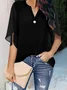 Women's Half Sleeve Shirt Summer Aqua Plain Split Joint V Neck Daily Going Out Casual Top