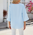 Women's Half Sleeve Shirt Summer Sky Blue Plain Split Joint Ice Silk V Neck Daily Going Out Casual Top