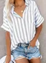 Casual Striped Shirt Collar Shirt
