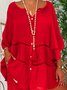 Casual Plain Half Open Collar Blouse